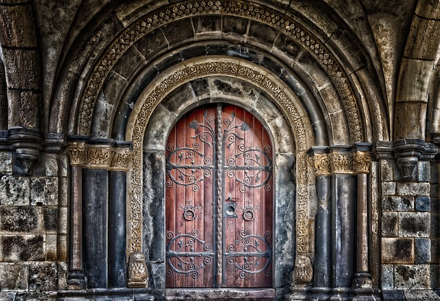 Traditional double front doors